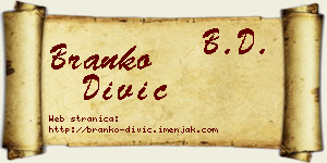 Branko Divić vizit kartica